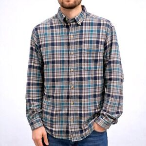 RedHead Brand Co Mens Medium Flannel Shirt Teal Blue Plaid‎ Bass Pro Shops M